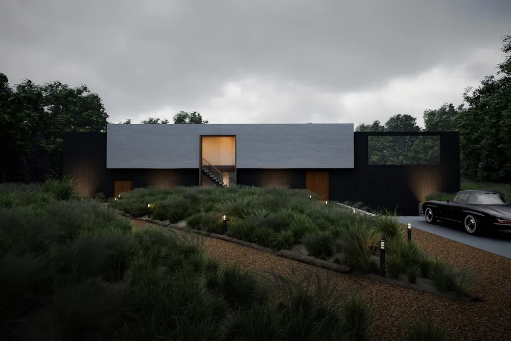Sleek modern home — illustrative